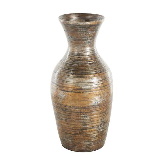 Brown Bamboo Wood Antique Inspired Vase